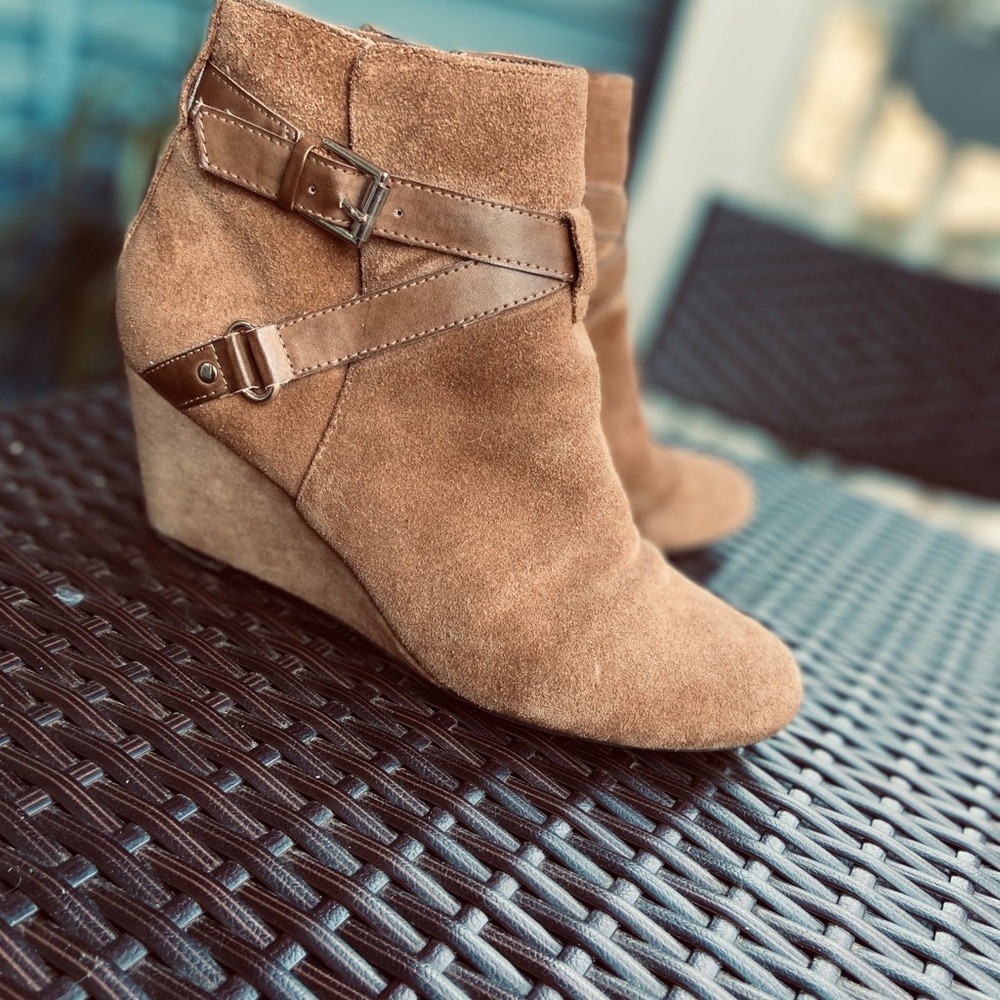 Isaac Mizrahi Suede Ankle Boot with Wedge Heel